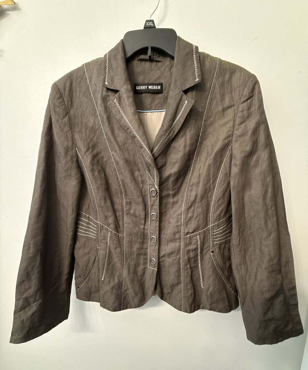 Gerry Weber Brown Contrast Stitch Blazer Jacket Size 40 US 10